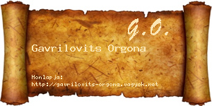 Gavrilovits Orgona névjegykártya